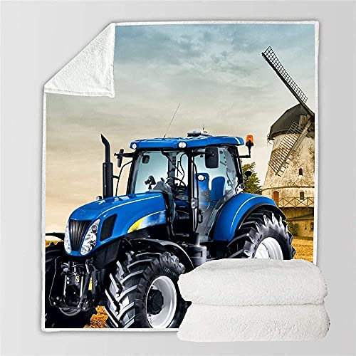 Proxiceen kuscheldecke Traktor Thema Decke Flanell Decke Sofadecke Flauschige Warme tagesdecke (Stil 2,150 x 200 cm)