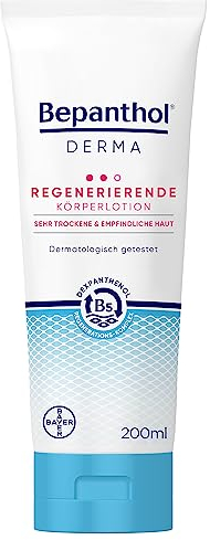 Bepanthol DERMA Regenerierende Körperlotion, Körperpflege für empfindliche und sehr trockene Haut, dermatologisch getestete Feuchtigkeitscreme mit Dexpanthenol, 200 ml Tube