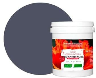 BOX DECO COULEURS Peinture naturelle écologique intérieur extérieur aspect satin Natura - 1L, Gris Anthracite
