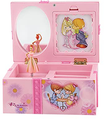 JAWSEU Schmuck Spieluhr - Musikschmuckdose Spieluhr Süße Musik Schmuckschatulle Drehen Ballett Mädchen Spieluhr Schmuck Aufbewahrungsbox Spieldose Musikspieldose, Rosa