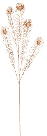HYLYING 6 Stück künstliche goldene Pfauenfedern hoch 82 cm künstliche Pfauenfeder Blumenstrauß gefälschte goldene Eukalyptuszweige für Hochzeit, Party, Innen- und Zuhause, Tischdekoration