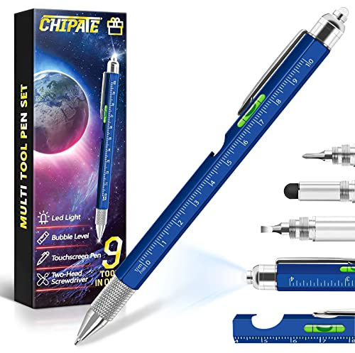 Chipate Regalo Uomo, Penna Regalo Multifunzione 9 in 1, Gadget Utili Regali Papà, Regali Uomo Compleanno Originale, Idee Regalo Natale, Festa del Papa Idee Regalo, Regalo San Valentino per Lui