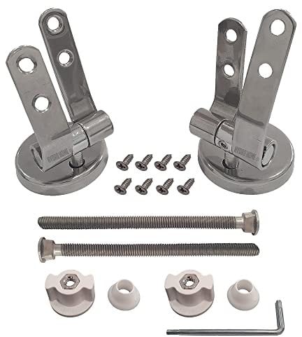 Cerniere universali regolabili Acciaio INOX per copriwater in legno, Kit Completo o Componenti by HYDRO HOME (KIT COMPLETO DAL BASSO)