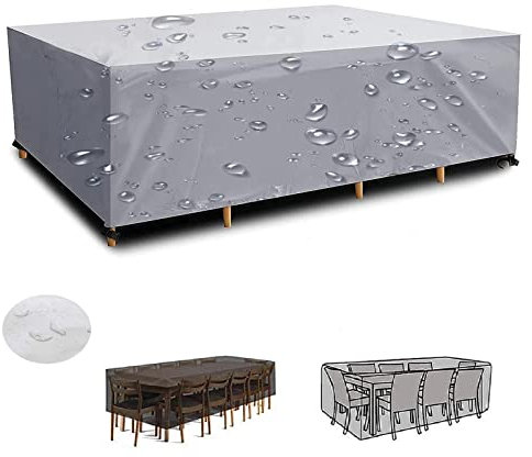 HOLEILUCK Garten schutzhülle 195x185x75cm Silber Abdeckplane Gartenmöbel Winterfest 420D Oxford Schutzhülle Gartenmöbel Wasserdicht UV-Schutz Winddicht gartengarnitur