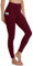 Gayhay Leggings mit Taschen Damen High Waist Sportleggins Lang Sporthose Stretchy Weinrot.S-M
