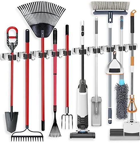 IMILLET 2 Pack Broom Holder Wall Mount Stainless Steel Mop Organizer