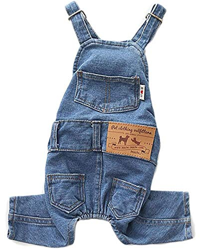 MaNMaNing Hunde Kleidung warme Hundepullover Mode Hundebekleidung Kostüme Pet Jean Overalls Kleidung Pet Pant (Blue, XL)