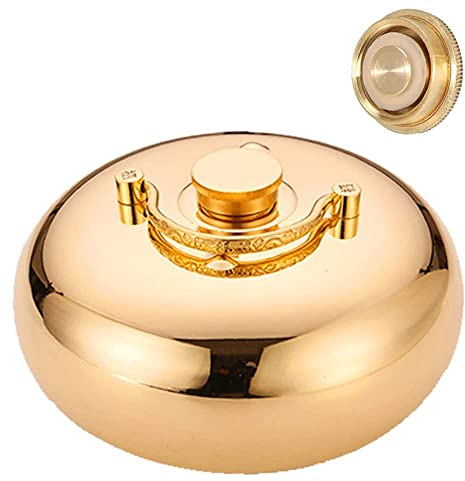 BEISCO Große Wärmflasche 3L/2L/1L Metall Bettflasche Auslaufsicher, Klassisch Messing Wärmflaschen Mit Bezug (Color : Smooth, Size : M)