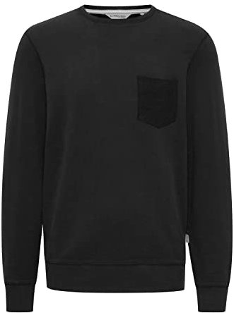 11 Project PRPulo Herren Sweatshirt Pullover Pulli mit Rundhalsausschnitt O-Neck mit Brusttasche, Größe:2XL, Farbe:Black (194007)