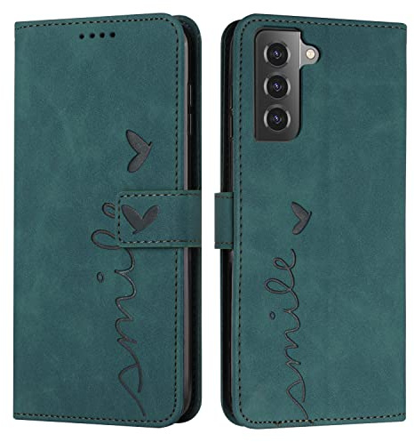 VEEMOS Klapphülle für Samsung Galaxy S21 FE 5G Hülle Klappbar Handyhülle mit Kartenfach Ständer Schutzhülle Handy Tasche Leder Flip Book Case Cover Handytasche - Türkis