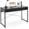 COSTWAY Schreibtisch, Computertisch mit 2 Schubladen, Kleiner Bürotisch, Metall, Industrie-Design, PC Tisch für Arbeitszimmer, Homeoffice, Büro, 112 x 48 x 76 cm (Schwarz)