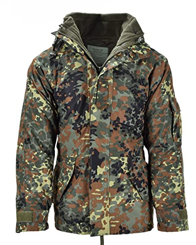 Bundeswehr Flecktarn Jacke Miltec Wasserdichter Parka mit Futter Camo Herren Militäruniform, Mehrfarbig, L