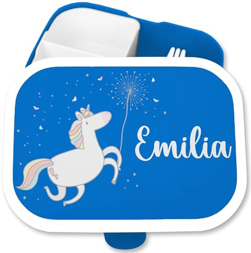 Brotdose Kinder Campus für Mepal - Brotbox Einhorn Lunchbox Pusteblume I - 750 ml - Blau - einschulung geschenke mädchen kinderbrotdosen kindergarten unicorn brotzeitbox vesperbox kita einhörnern