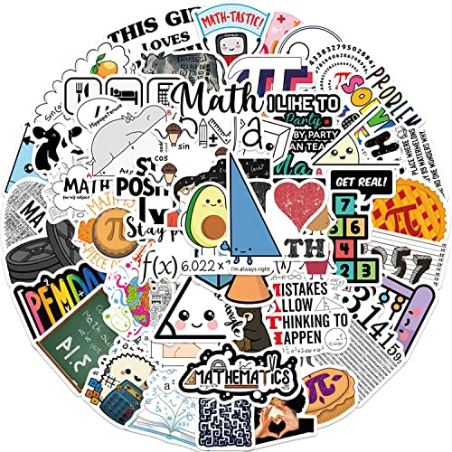 LAGOM DREAMBOAT Mathe-Geeks-Doodle-Aufkleber, Wasserdichte & wiederverwendbare Graffiti-Aufkleber, 50 einzigartige Muster, für Gepäck, Gitarren, Skateboards, Wasserflaschen, Fahrräder, Notebooks