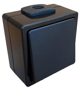N&L Aufputz Taster - IP54-230V/10A - Ideal für Keller, Garage & Garten - Made in Germany - schwarz