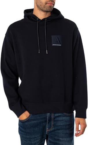 Armani Exchange Herren Limited Edition a Line Logo Stretch Cotton Poly Hooded Drawstring Sweatshirt, Marineblau, XL