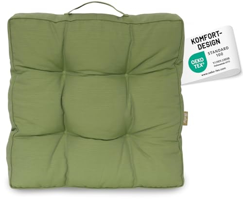 Herlag Gartenstuhlauflage AVA Loungekissen 50x50x10cm | Gartenkissen für Loungegarnitur | Lounge-Auflage extra Starke Polsterung 10cm | Hoher Sitzkomfort | Öko Tex 100 | Grün