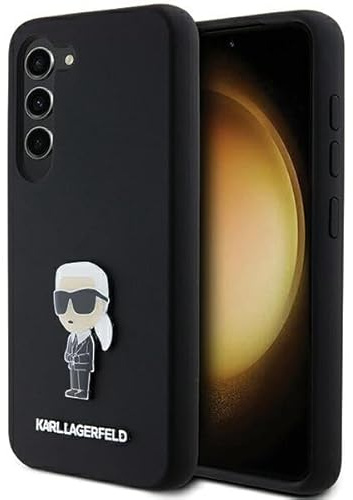 CG MOBILE Karl Lagerfeld KLHCS23SSMHKNPK Hülle für S23 S911 Schwarz Silicone Ikonik Metal Pin