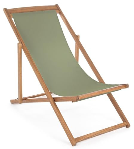 Yellow shop - Sdraio relax lettino in legno di acacia e tessuto poliestere verde muschio pieghevole reclinabile leggero da trasportare giardino spiaggia piscina NOEMI