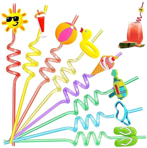 16 cannucce a spirale, in plastica, riutilizzabili, per feste di compleanno, feste, feste in famiglia (A)