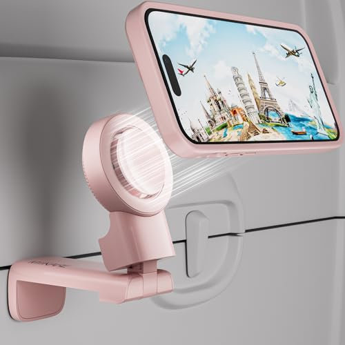 MiiKARE Magnetischer Handy Ständer für Magsafe Handyhalterung Flugzeug, 360° Versterllbarer Handyhalter Tragbarer Handyhalterung Kompatibel mit i'Phone 15/14 Pro/Pro Max für Flugzeug,Büro(Rosa)