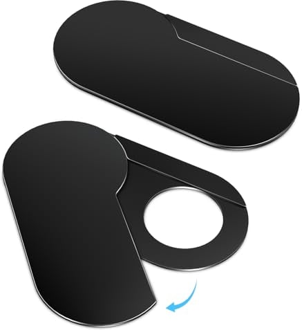 CloudValley [Upgrade Webcam Cover 0,4 mm Ultra Sottile Metallo Rotabile Copertura per Fotocamera per MacBook Pro, Laptop, MacBook Air, iPad, Tablet, Mac, PC Accessori, 2 pezzi – Nero