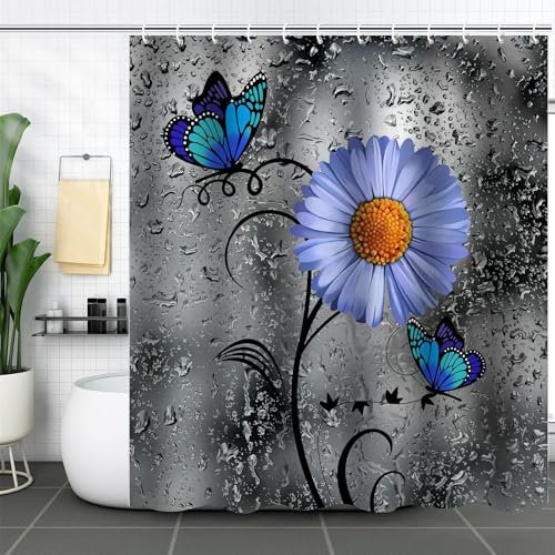 FAIRYGATE Garden Shower Curtain Outdoor 180 x 180 cm (71 x 71 Inch) Multicolour Shower Curtains Mould Resistant Easy To Clean Includes 12 Plastic Hooks B8718