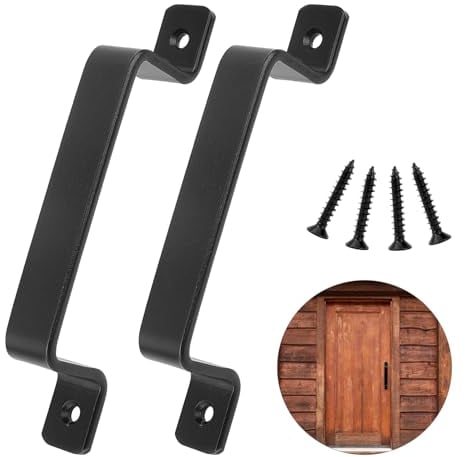 DesertBoy 2 Pièces Poignee Noire Porte Coulissante, Poignée de Porte Coulissante, Poignée de Porte de Grange avec Vis, pour Extérieur, Garage, Armoire et Intérieur