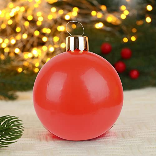 Aufblasbarer Weihnachtsball, 45 cm Weihnachtskugel Ornamente, PVC Weihnachtsdekoration Ball übergroße Weihnachtskugel für Indoor Garten Yard Feiertagsfeiern Dekorationen(Rot)