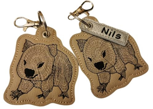 WOMBAT personalisierbar mit Namen Schlüsselanhänger Taschenanhänger tolles kleines Geschenk f. Geburtstag Einschulung