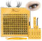 QUEWEL faux cils, 120Pcs Natural extension cils Wispy kit extension cils 10-16MM Individual cils individuels avec pince à cils et colle faux cils Tweezers DIY at Home(Feather 01)
