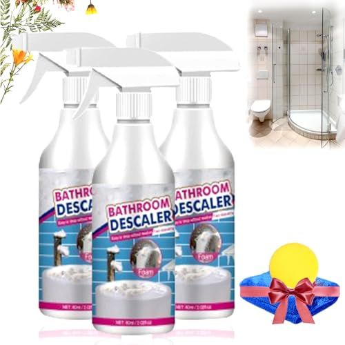 Bathroom Descaler Spray, Duschkabinenreiniger, Kalkentferner Dusche Stark, Duschreiniger, Duschwand Reiniger, Kalkentferner Dusche Stark, Foaming Wall Cleaner, Badezimmerentkalker (3, 60ml)