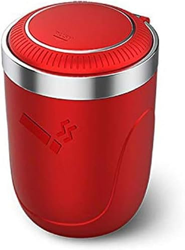 LIXINRU Auto Aschenbecher für Audi A3 Cabrio 8P 8V, Tragbarer Edelstahl Fahrzeug Rauchfreien Aschenbecher Zigarette mit Deckel selbstverlöschender Aschenbecher,C-Red