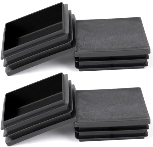 OSDUE Lamellenstopfen, 50 x 50 mm Vierkant Rohrstopfen Rohrabdeckung aus Hochwertigem Polyethylen Kunststoff für Stahlrohr Edelstahlrohr Alurohr Aluprofil Quadratstopfen Schwarz - 4 Stück