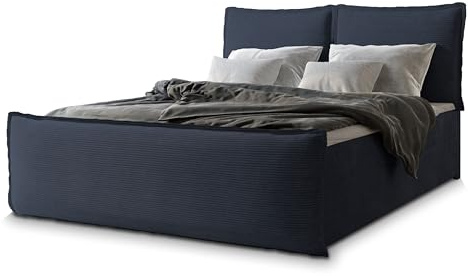 Masseno Boxspringbett Monta 140x200 cm Komplett-Set mit Matratze und Topper, Polsterbett mit Zwei Bettkästen -Blau, Lincoln 77