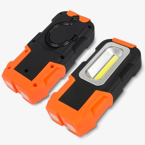 Yuanjoy 2 Pack LED Portátil Luz de Trabajo, Gancho Magnético Linterna, Batería Cob Bolsillo Luz de Trabajo Para Reparación de Automóviles, Emergencia, Senderismo, Camping