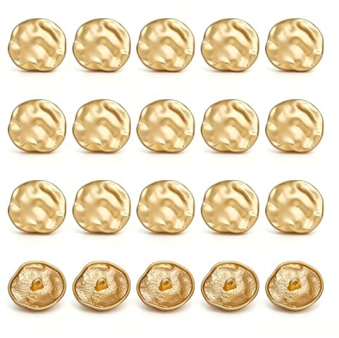 UNICRAFTALE 20 Stück Falten Unregelmäßige Wellen Metall Ösenknöpfe Goldene Nähknöpfe Metall Ösenknöpfe Blazerknöpfe Kuppelknöpfe Mantelknöpfe Für DIY Anzüge Mäntel Hemden Jacken Basteln 25mm