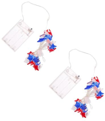 PRETYZOOM 2 Stück Schnur Lichterketten zum Unabhängigkeitstag bodendeko deckenverkleidung LED-Lichtleiste Lichter geführt Unabhängigkeit Tageslicht vierte juli dekorationen im freien Plastik