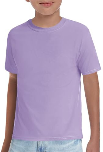 Haloumoning Ragazzi T-Shirt Bambini Manica Corta Collo Rotondo Tops Monocolore Estivo Basic Camicie Casual, Lilla, 140 cm