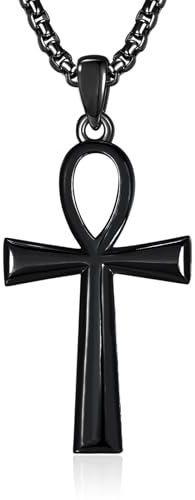 ADMETUS Ankh Anhänger Silber 925 Koptisches Ägyptische Ankh Kreuz Kette Schutz Schmuck Ägyptische Geschenke für Herren mit 2.5mm 22+2 Rolo Ketten