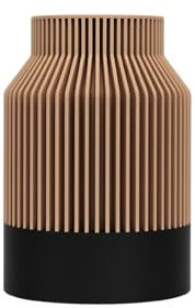 ebenkunst Kontura Vase Beige 15cm Mit Schwarzem Rand 2 Farbig Vase, Pampasgras Deko, Blumenvase Modern, Made in Germany, Tischdeko, herausnehmbarer & wasserdichter PP-Einsatz, spülmaschinenfest