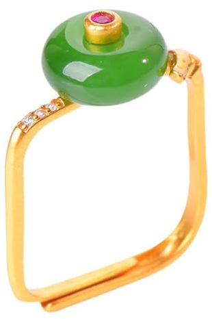 Kfwfuaee Hetty-Jade-Schmuck, einzigartig, verstellbar, Party-Fingerzubehör, auffälliger quadratischer Ring
