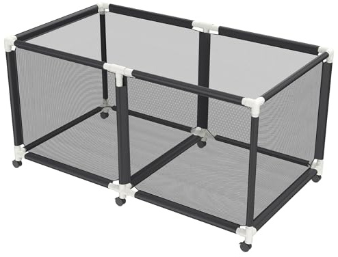 LZQ Pool-Aufbewahrungsbox mit Rollen 160x79x88cm Aufbewahrungsbehälter mit Großer Kapazität Netz-Organizer für Schwimmbadausrüstung, Pool-Nudeln, Spielzeug und Handtücher,Schwarz