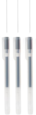 Muji Gelschreiber, 0,38 mm/0,5 mm Spitze, Kappenstil, 3 Stück (Schwarz, 0,38 mm)