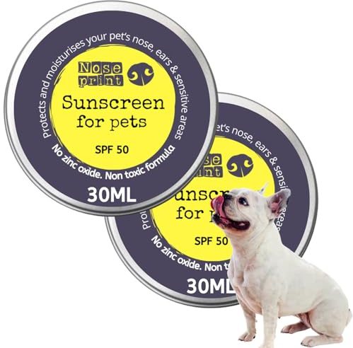 Frozen Lemon Lab 2 Stück Pet Sonnenschutzbalsam LSF 50 - je 30 ml - Hund & Katze Sonnencreme für Nase, Ohren & Haut - Sicherer, ungiftig, Zinkfreier Sonnenschutz für Haustiere - Wasserabweisende
