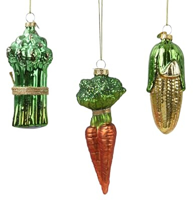 Christbaumschmuck Glas 11,6cm - Gemüse Figur zum Aufhängen - 1 Stück sortiert - mundgeblasen - Weihnachtsbaum Anhänger für Weihnachten - Christbaumanhänger & Weihnachtsbaumschmuck - Küche Essen Grün