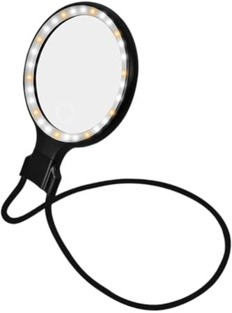 5X Hände-freie Lupe mit Licht Lupe zum Umhängen, 30 LED Handlupe Halsband-Freisprechlupe, Leselupe Lupenbrille mit licht 3 Lichtfarben Vergrößerungsglas für Senioren, Lesehilfe für kleine Drucke