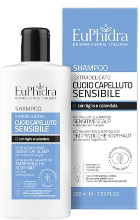 Euphidra, Shampoo Extradelicato Cuoio Capelluto Sensibile, Flacone 200 ml, con Tiglio, Calendula e Sarcosina per Cute Alterata, Stressata e Pruriginosa, Senza SLES, Siliconi e Parabeni
