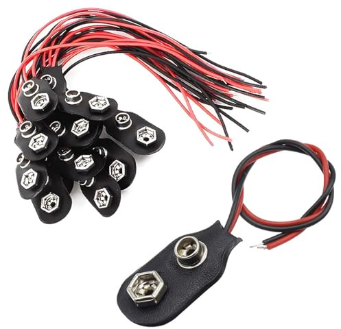 15 Pcs 9V Battery Clamps,I-Type Snap-on Battery Buckle with 15cm Connection Cable (15)