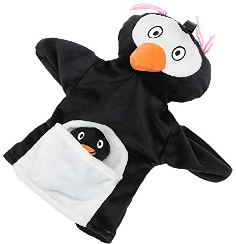 Tierische Handpuppe, Niedliche Fingerpuppe, Spielzeug für Baby-Plüschpuppen, Lernspielzeug Zum Geschichtenerzählen, Anwendbar für, Flanellgelb, Größe: 26 X 23 cm (Schwarz-Weiß-Pinguin)